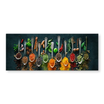 Spritzschutz Bunte Vielfalt an Gewürzen - Panorama Spritzschutz Bunte Vielfalt an Gewürzen - Panorama