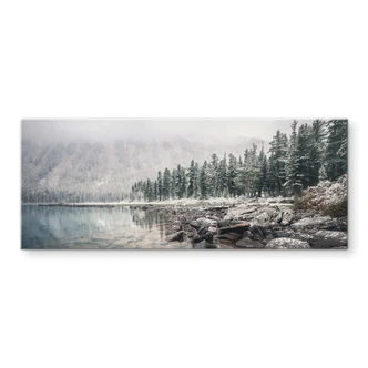 Spatscherm winter bos bij het meer - Rostovskiy - Panorama Spatscherm winter bos bij het meer - Rostovskiy - Panorama