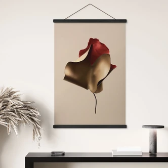 Stampe su tessuto Elegante foglia in oro e rosso - Alma 