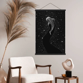 Stampe su tessuto di squali balena nell'oceano di stelle - Cakir 