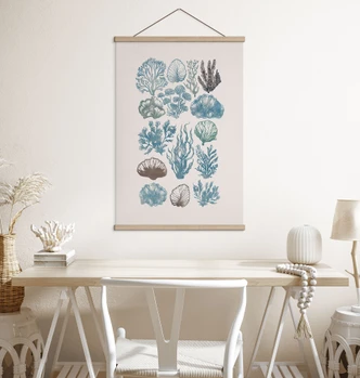 Stoffbild Filigrane Algen und Muscheln - casa cartissi 