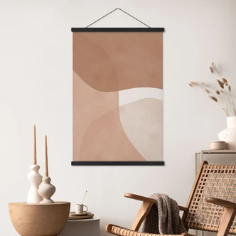 Stampe su tessuto con forme acquerellate in stile bohémien nei toni del marrone - Costa 