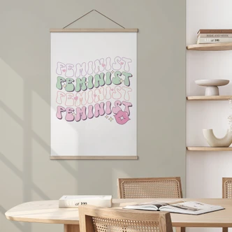 Textile poster Feminist kissing mouth Pop Art 