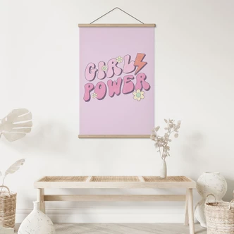 Textile poster Girl Power retro lettering purple 