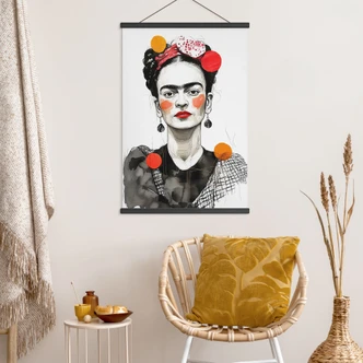 Stoffbild Frida Kahlo Pop-Art Porträt - Jaszke 