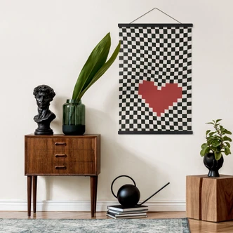 Poster tessile Illusione ottica: cuore in stile pixel - Kerr-Dineen 