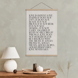 Obraz tkaniny Miłość jest - Miłość jest cierpliwa - KsanaKalpa 