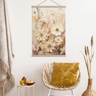 Stoffbild Vintage Blütenpracht auf der Wiese - Lola Peacock 