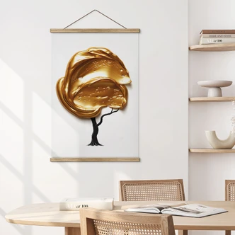 Textielposter boom met gouden 3D kroon - Mielu 