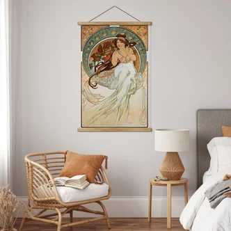 Póster de tela Mucha - Cuatro artes: Música 