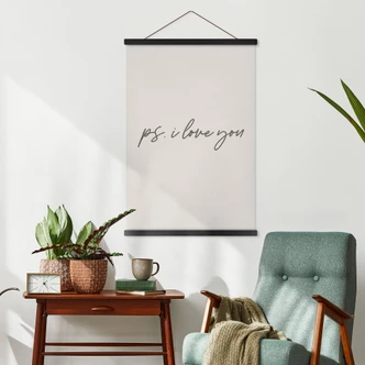 Textile poster Ps. I love you - Love message for Valentine's Day 