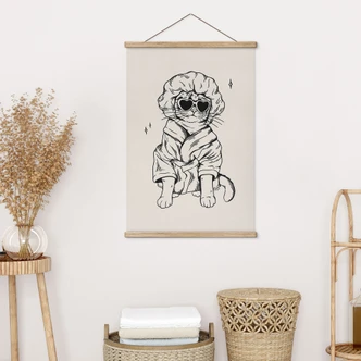 Poster tessile Gatto rilassato con occhiali a cuore - Royle 