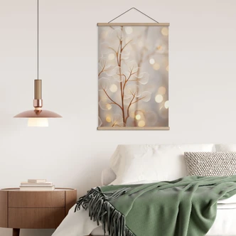 Obraz tkaniny Filigranowe liście Beżowy - Treechild 