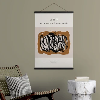 Obraz tkaniny Czarne pociągnięcia pędzla - Imagine Yoko - Treechild 