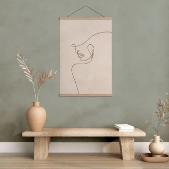 Stoffbild Zarte Konturen einer Frau - Line Art - Tunaboylu 