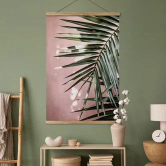 Stoffbild Palmenblatt vor rosa Wand - Böhmer 
