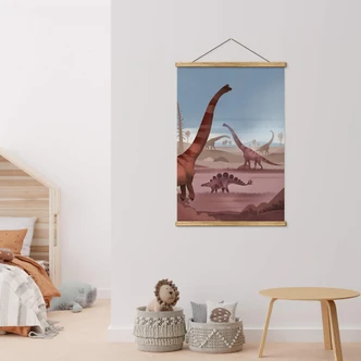 Stoffbild Im Land der Dinosaurier - Braun 