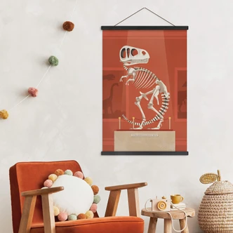 Stoffbild Kinderzimmer - T-Rex Skelett - Braun 