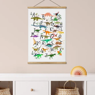 Tekstil plakat dinosaur-alfabetet 