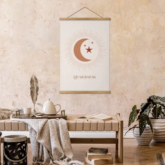 Textile poster Eid Mubarak crescent moon 