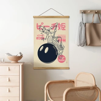Affiche textile Miley Peach avec une boule de démolition - Japonais - Gomes 