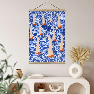 Textielposter Zwemmer in het zwembad - Illustratie - Jota de jai 