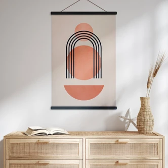 Tekstil plakat Abstrakt geometri i ferskenfarver - Kubistika Tekstil plakat Abstrakt geometri i ferskenfarver - Kubistika