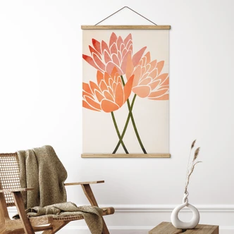 Tekstil plakat Farverige lotusblomster - Kubistika 