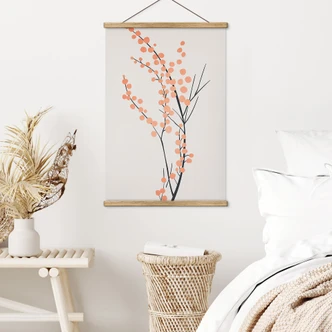 Tekstil plakat Ferskenfarvede kirsebærblomster - Kubistika 