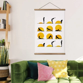 Tekstil plakat Kubistika - Yoga - Solhilsenen Tekstil plakat Kubistika - Yoga - Solhilsenen