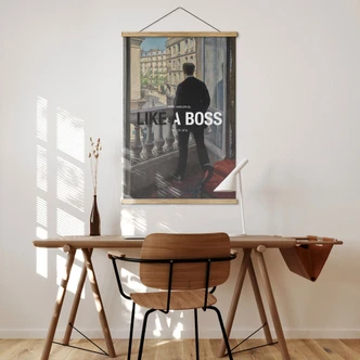 Obraz tkaniny Like a Boss - Inspirowany Caillebotte - Młody mężczyzna przy oknie 