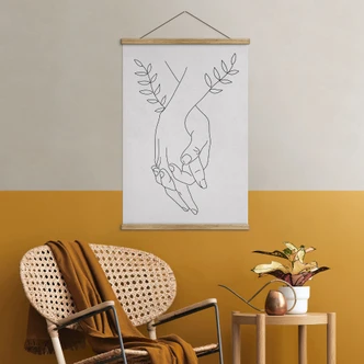 Poster tessile Line Art - Amanti che si tengono per mano - Lizde 