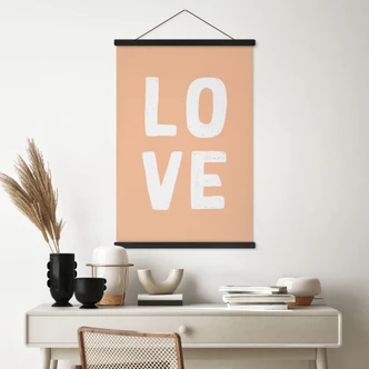 Obraz tkaniny Litery miłości Brzoskwinia 