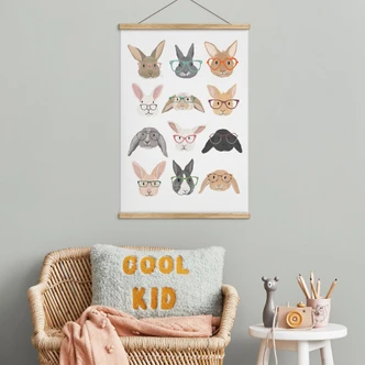 Obraz tkaniny króliki w okularach - Melin 