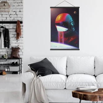 Textielposter Astronaut met uitzicht op de aarde - Nicebleed 