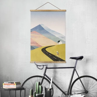 Textielposter Rivers - Fietsen in de Bergen 