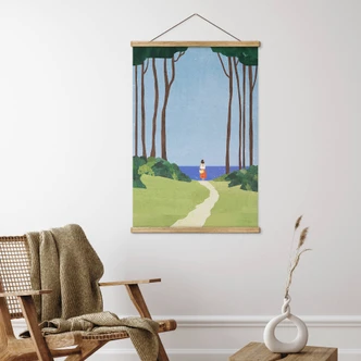 Textielposter Wandeling met uitzicht op zee - Rivers 