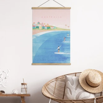 Textielposter Surfen aan de kust van Australië - Rivers 