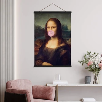 Affiche textile Mona Lisa avec chewing-gum 