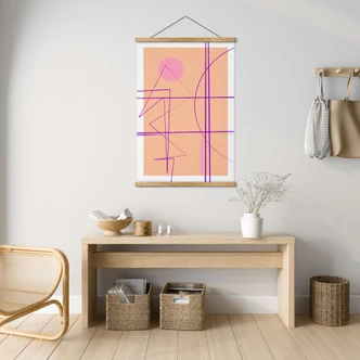 Affiche textile Lignes abstraites sur fond orange - Treechild 