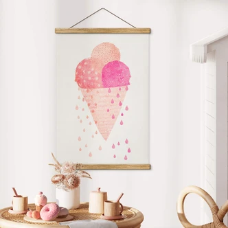 Stoffbild Treechild - Drei Eiskugeln im Sommer 