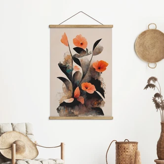 Affiche textile Coquelicots rouge corail - Treechild 