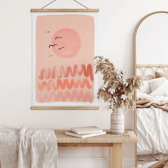 Textile poster Peachy sunset - Treechild Textile poster Peachy sunset - Treechild