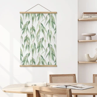 Affiche textile Branches avec des feuilles vertes - UN Designs 
