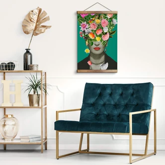 Leinwand, Banner, Stoffbild Frida Floral Studio - Portrait Frida 