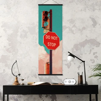 Stoffbild Do Not Stop - Schild vor türkisblauem Himmel - CosmoZach 