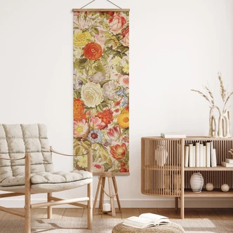 Stoffbild Farbenfrohe Blumencollage - Frida Floral Studio - Panorama 