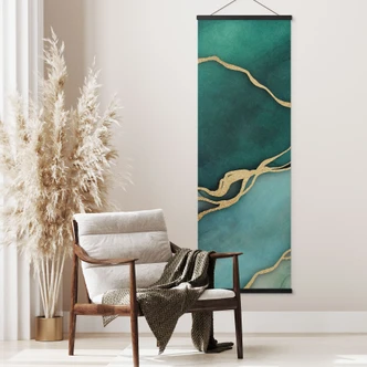 Stoffbild Marmor in Gold-grün - Haase - Panorama 