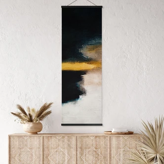 Stoffbild Pinselstriche Gold und Schwarz - Haniff - Panorama 