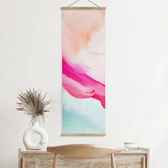 Stoffbild Pinselstriche Pink und Türkis - Panorama - Haniff 